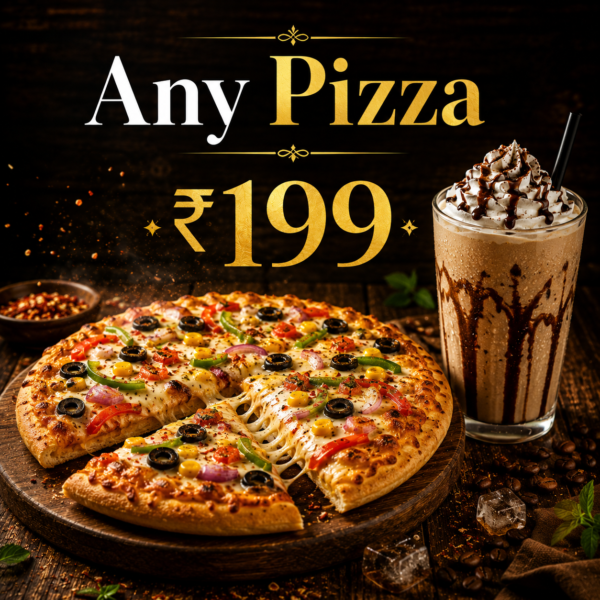 Any Pizza + Cold Coffee
